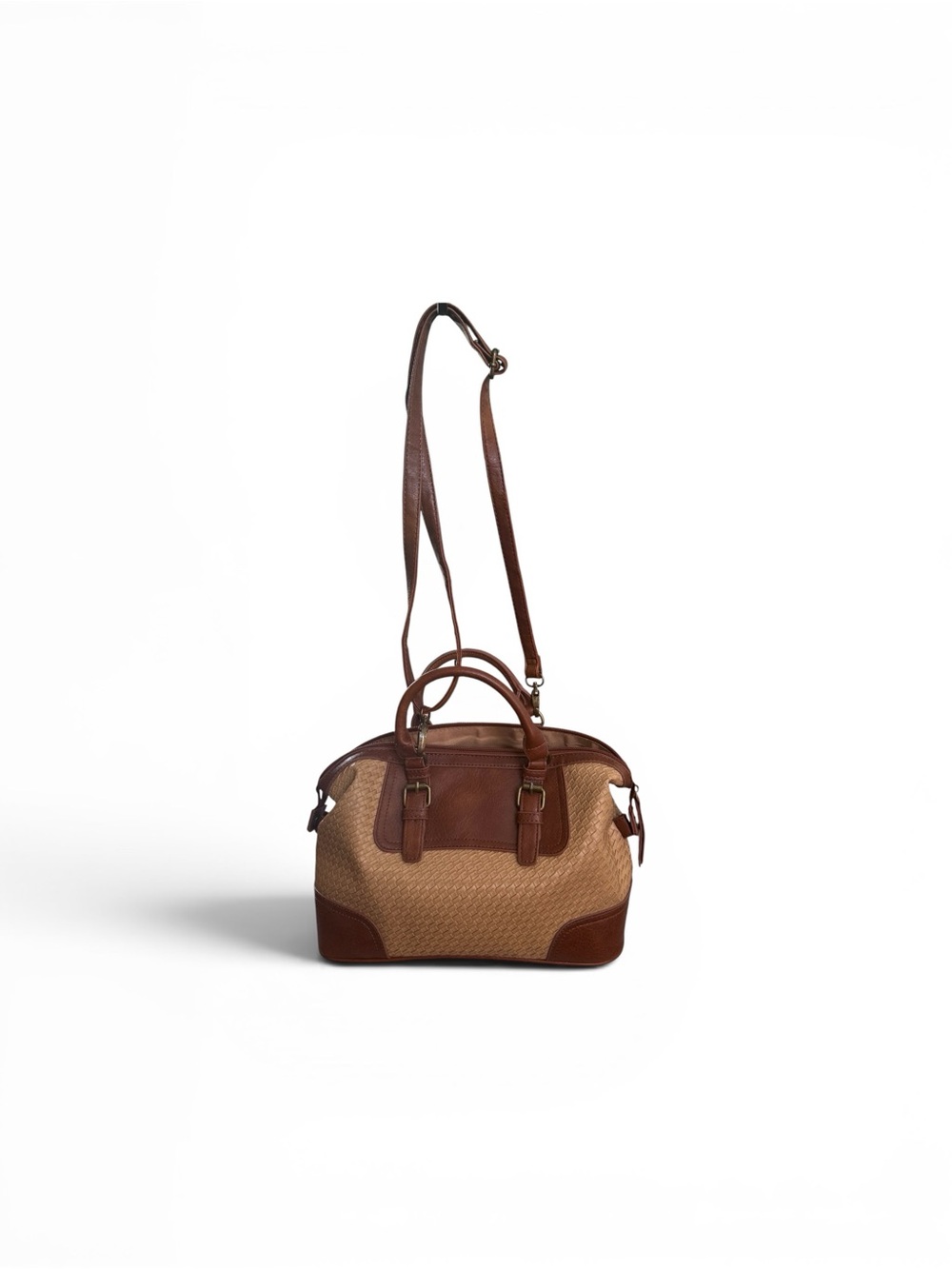Brown Woven Tote Crossbody Bag - Unbranded EUC